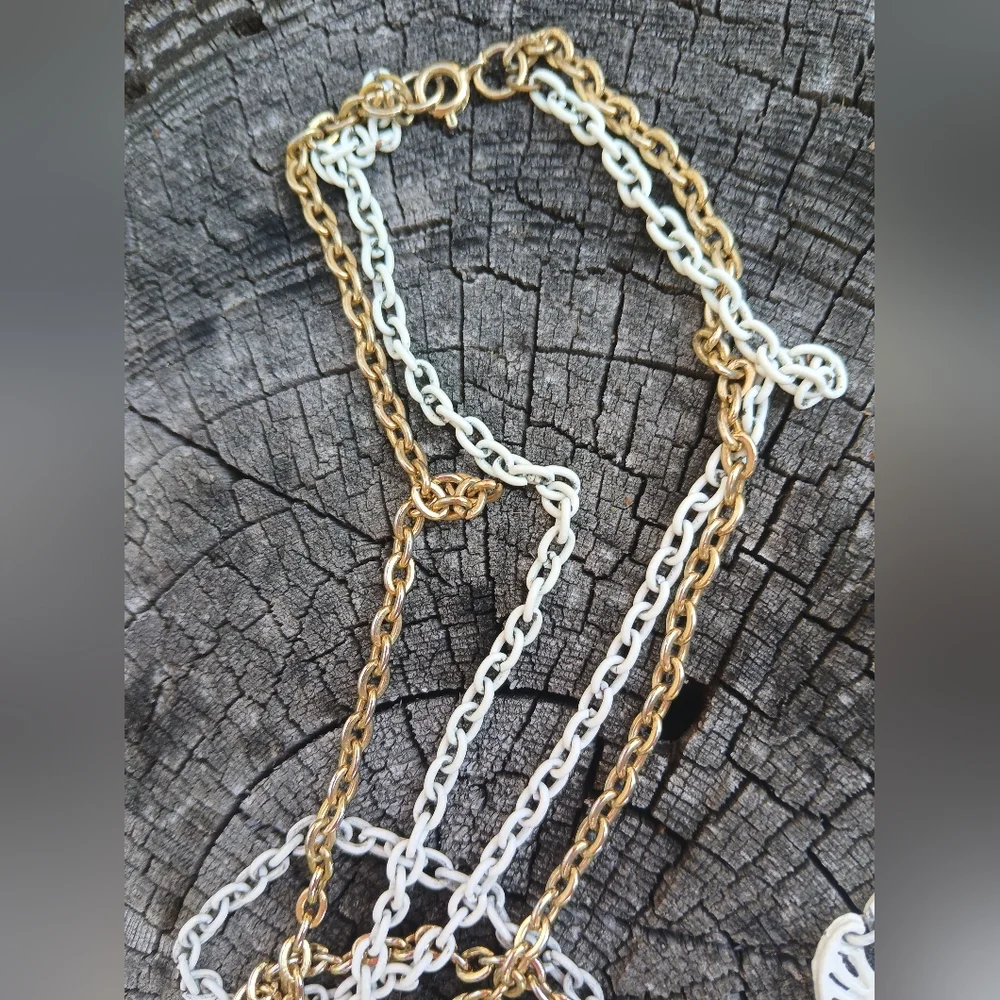 Vintage Double CHAIN Alan J 70s Articulating Puppy Dog Necklace JEWELRY